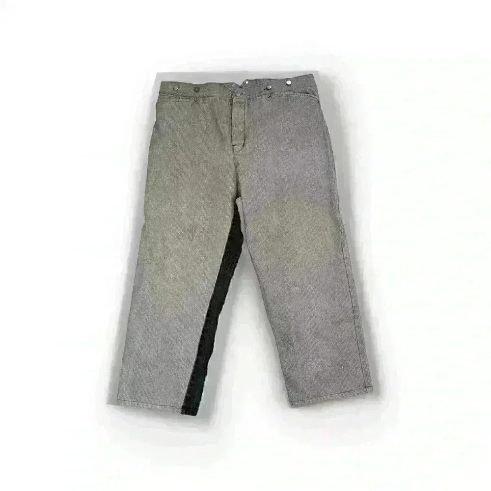 Vtg Wah Maker Mens 44x33 Gray Black Frontier Stripe Pants Jeans USA